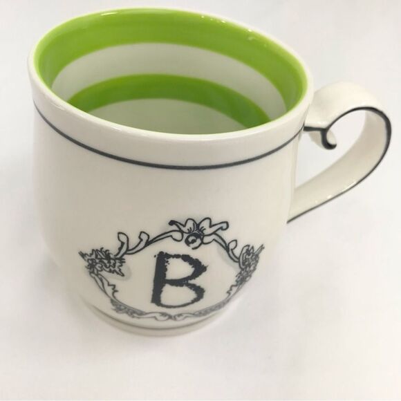 Anthropologie Katie Mandy Black Monogram Initial Letter “B” White Ceramic Mug - Picture 1 of 12
